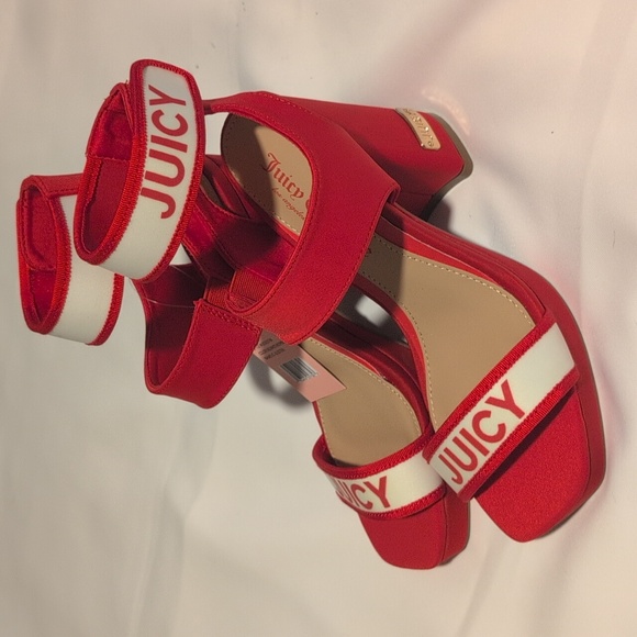 Juicy Couture Red and White Heeled Sandals - Picture 7 of 11